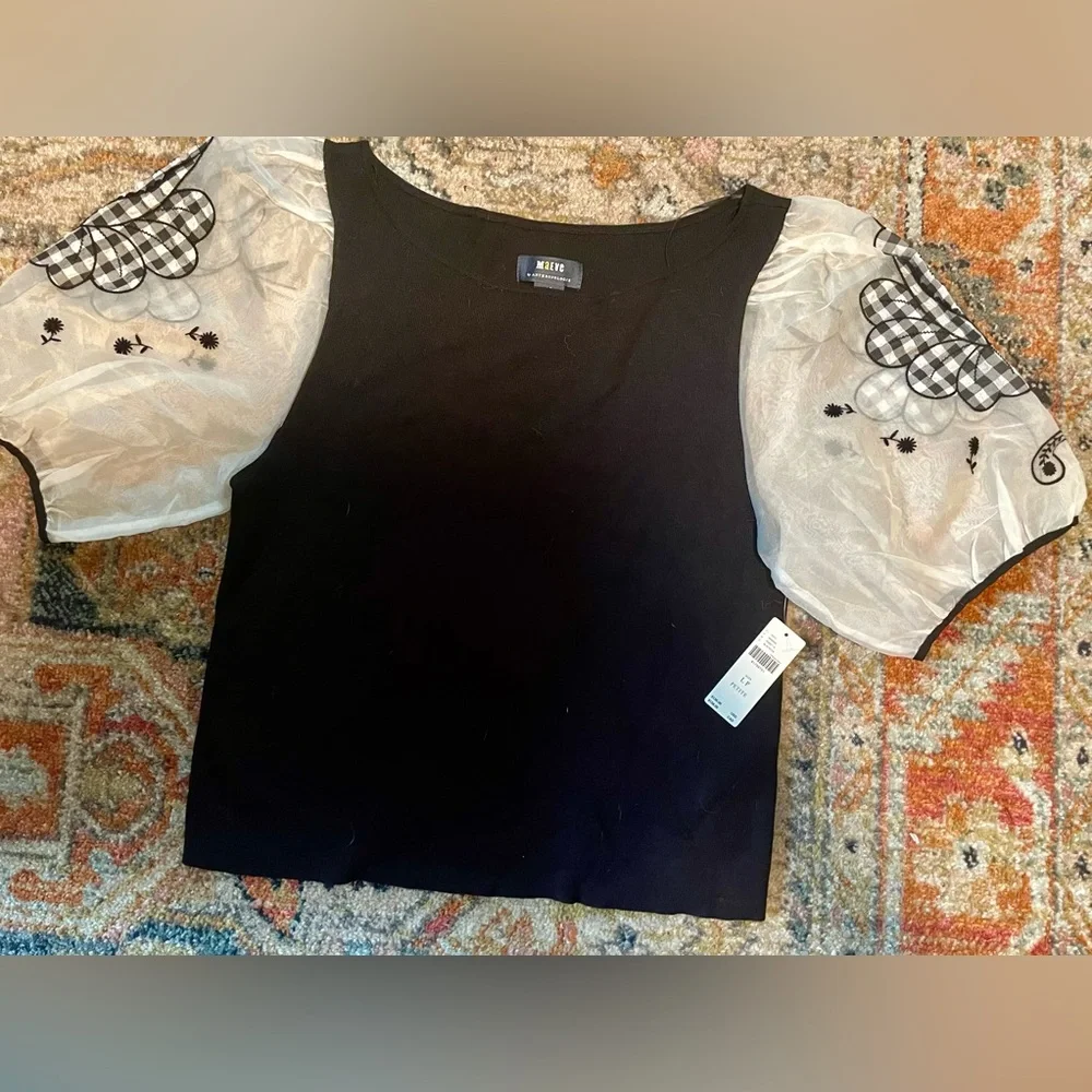 Maeve NWT Silk Puff Sleeve Sweater Top- Size Large petite - Picture 4 of 7